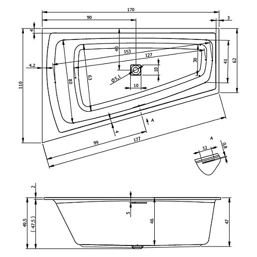 Riho Акриловая ванна STILL SMART R 170x110 – картинка-3