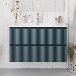 BelBagno Тумба под раковину Uno 100 подвесная Голубой матовый – фотография-14