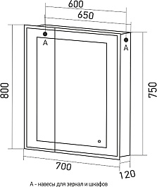 Mixline Зеркальный шкаф Аккорд Минино 70 R белый – фотография-3