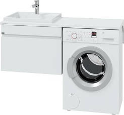 СанТа Тумба с раковиной под стиральную машину Марс 130 L 1 ящик подвесная белая – фотография-1