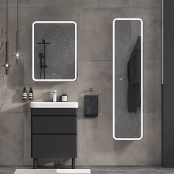 Equil Тумба с раковиной Eltoro 70 2 ящика напольная черный софт – фотография-10