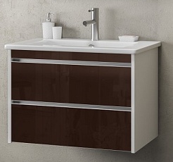  Тумба с раковиной Фреш 80 белый/коричневый – фотография-1