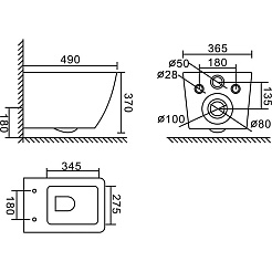 BelBagno Чаша унитаза подвесного Colorato BB062CHR-GR безободкового без сиденья – фотография-4