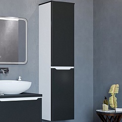 Mixline Шкаф пенал Виктория 36 подвесной белый/графит софт – фотография-3