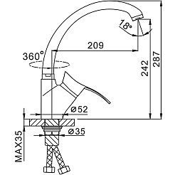 Frap Смеситель для кухни H01 F4101-11 черный – фотография-3