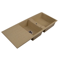 Акватон Мойка "ТОРИНА" двойная с крылом, светло-бежевая – фотография-1