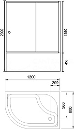 Royal Bath Душевой уголок 120/80 BK RB 8120BK-C-CH R с поддоном – фотография-3