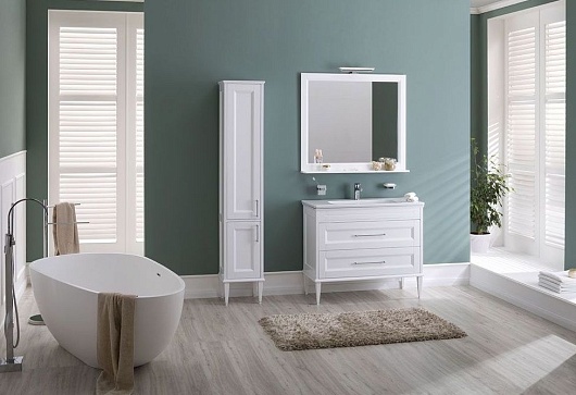 Aquanet Шкаф пенал Бостон М 36 L подвесной белый матовый – фотография-4