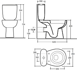 Керамин Унитаз-компакт Гольф двухрежимный с сиденьем дюропласт Микролифт – фотография-6