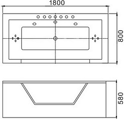 WeltWasser Акриловая ванна WW HB Konigs 180x80 WT с гидромассажем – фотография-3