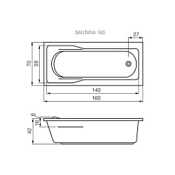 Cersanit Акриловая ванна Santana 160 ультра белая – фотография-4
