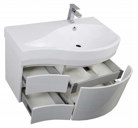 Aquanet Тумба с раковиной Сопрано 1-95 R с ящиком белая (169661) – фотография-6