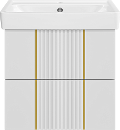 Brevita Мебель для ванной Vega 60 подвесная белая/золото – фотография-4