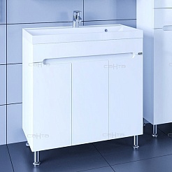 СанТа Тумба с раковиной напольная Лондон 100, дверки – фотография-1