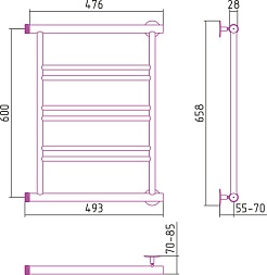 Стилье Полотенцесушитель Минор 600х500 – фотография-2