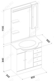 Aquanet Зеркальный шкаф "Марсель 80" – фотография-3