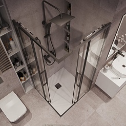 Grossman  Душевой уголок Cosmo 80x80x195 профиль графит сатин стекло прозрачное – фотография-5