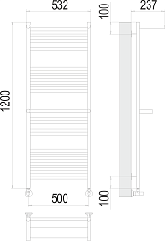 Terminus Полотенцесушитель водяной Аврора П22 500x1200 с двумя полками хром – фотография-3