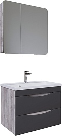 Grossman Мебель для ванной Талис 70 подвесная бетон пайн/графит матовый – фотография-1