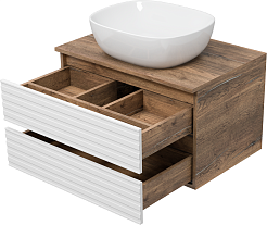 Brevita Тумба под раковину Dakota 70 подвесная дуб галифакс олово/белая – фотография-4