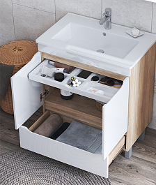 Vigo Тумба с раковиной Grani 750-2-1 белая/дуб сонома – фотография-4