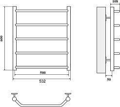 Domoterm Полотенцесушитель Лаура П5 500x600 золото – фотография-3