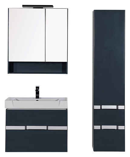 Aquanet Пенал для ванной "Виго" сине-серый – картинка-3