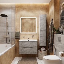 Водолей Тумба с раковиной Адель 80 подвесная горный камень – фотография-12