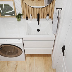 Vivon Тумба с раковиной под стиральную машину Donna 120R подвесная белый глянец эмаль – фотография-3