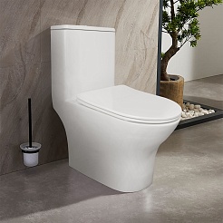 Azario Унитаз-моноблок Terni AZ-8618 безободковый с бачком с сиденьем микролифт белый – фотография-2