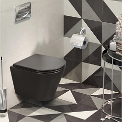 Azario Унитаз подвесной Teramo AZ-0053-UQ3-MB безободковый черный матовый – фотография-2