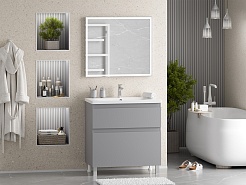 Misty Тумба с раковиной Лаки 80 серая – фотография-9