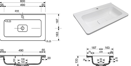 Vivon Тумба с раковиной Ostin 60 напольная серая матовая – картинка-21