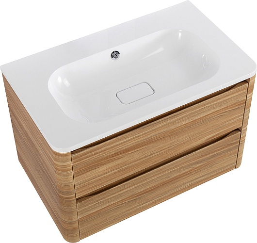 Cezares Тумба с раковиной без отверстия под смеситель Relax 80 подвесная дуб карамельный – картинка-3