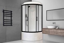 Royal Bath Душевая кабина ВК RB 90BK1-M-BL 90x90 стекло матовое профиль черный матовый – фотография-2