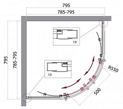 BelBagno Душевой уголок Uno 80/80 UNO-195-R-2-80-P-Cr стекло текстурное – фотография-4