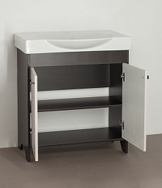 Style Line Тумба с раковиной Кантри 75 венге/ лен белый – фотография-5