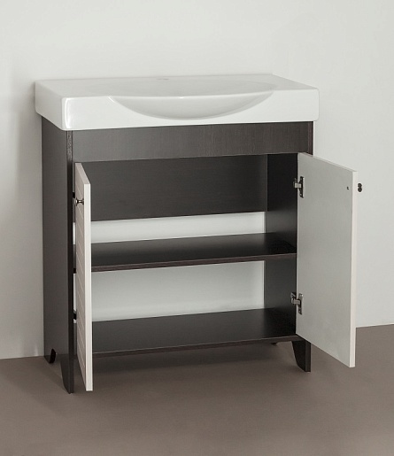 Style Line Тумба с раковиной Кантри 75 венге/ лен белый – картинка-5