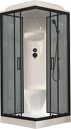 Royal Bath Душевая кабина HP RB 90HP6-GT-BL 90x90 стекло прозрачное профиль черный матовый – фотография-1