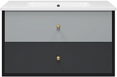 Brevita Тумба под раковину Кристиан 100 подвесная серая/черная