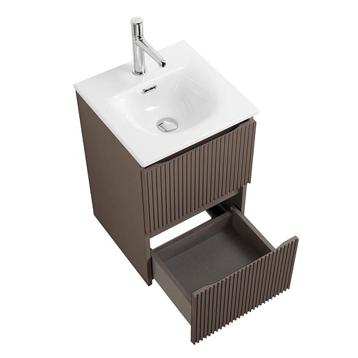 BelBagno Тумба с раковиной Uno mini 40 подвесная Бежевый матовый с раковиной BB-8099-3-40 – картинка-7