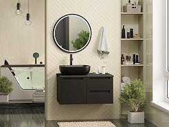 Brevita Мебель для ванной Cargo 80 подвесная черная матовая – фотография-2