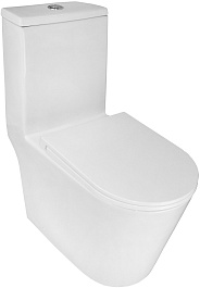 Azario Унитаз-моноблок Scala AZ-8101 безободковый с бачком с сиденьем микролифт белый – фотография-3