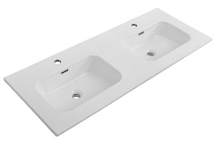 Cezares Тумба с раковиной Duet-N 120 подвесная Bianco Lucido с двумя чашами – фотография-6