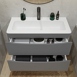 Vivon Тумба с раковиной Ostin 80 подвесная серая матовая – фотография-1