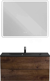 BelBagno Мебель для ванной Marino 100 подвесная Rovere Moro с раковиной BB1000/445-LV-ART-PR-NERO – фотография-1