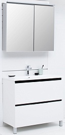 De Aqua Мебель для ванной Ариетта 90, зеркало-шкаф Алюминиум – фотография-1