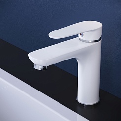 Aringa Смеситель для раковины Рейн AR02008WH белый/хром – фотография-4