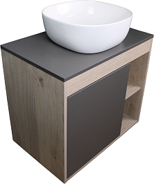 Teymi Тумба с раковиной Nura 80 Helmi Solli 41 подвесная дуб/графит – фотография-1