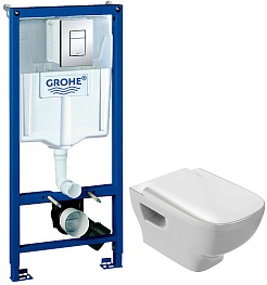 Jacob Delafon Комплект: унитаз Struktura EDE102 + инсталляция + кнопка – фотография-1